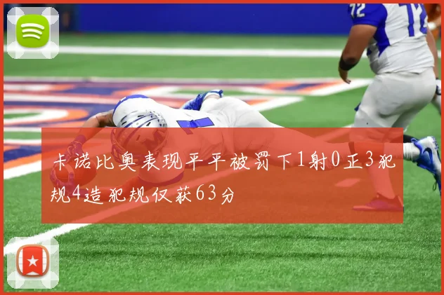 卡诺比奥表现平平被罚下1射0正3犯规4造犯规仅获63分
